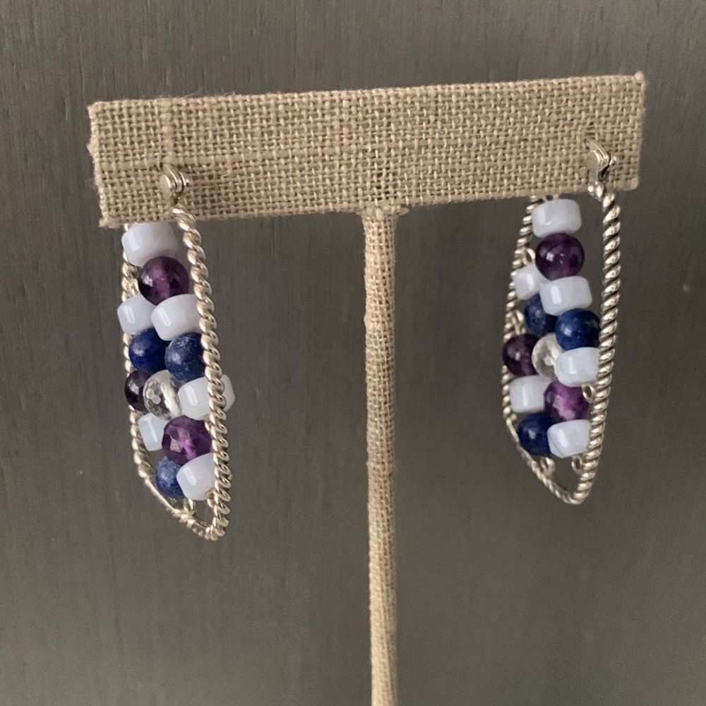 HUEtopia Sterling Silver Gemstone Beaded Hoop Earrings - QVC